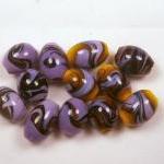 Gorgeous Purple And Yellow Swirl Lampwork Beads