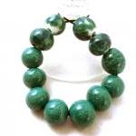 Emerald Green Lampwork Beads Set Of 12